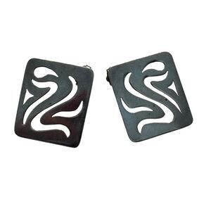 Vintage Sterling silver pierced earrings modern art to wear mod mid century